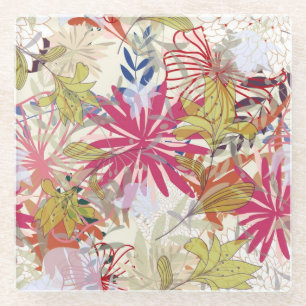 Dessous-de-verre En Verre Arrière - plan floral 6