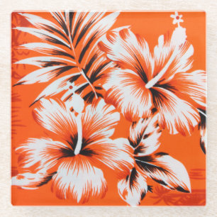 Dessous-de-verre En Verre Arrière - plan hawaïen de fleur de ketmie