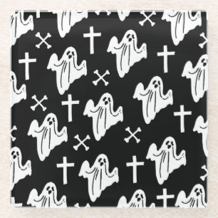 Dessous-de-verre En Verre Arrière - plan Motif Halloween tiré main