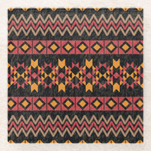 Dessous-de-verre En Verre Arrière - plan noir, Motif moderne géométrique.