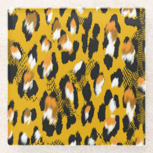Dessous-de-verre En Verre Arrière - plan Poster de animal Leopard Texture