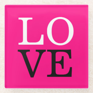 Dessous-de-verre En Verre Arrière - plan rose Mariage d'amour