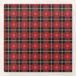 Dessous-de-verre En Verre Arrière - plan rouge de plaid