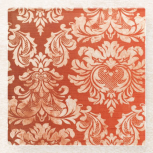 Dessous-de-verre En Verre Arrière - plan vintage floral de papier peint