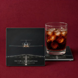 Dessous-de-verre En Verre Arrivée de jet de luxe exécutif après les heures
