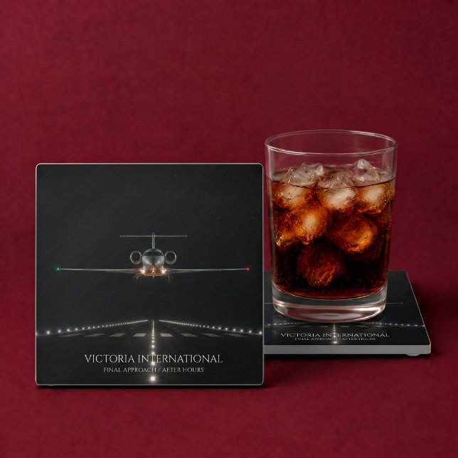Dessous-de-verre En Verre Arrivée d'un jet de luxe exécutif après les heures (Créateur téléchargé)