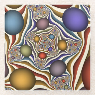 Dessous-de-verre En Verre Art abstrait fractal moderne coloré en vol