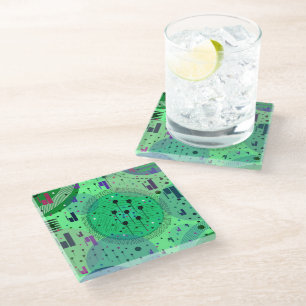 Dessous-de-verre En Verre Art abstrait : Fruit Kiwi Vert
