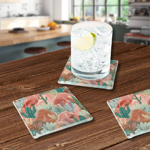 Dessous-de-verre En Verre Art aquarelle de Canyon Blush Fleur du Désert