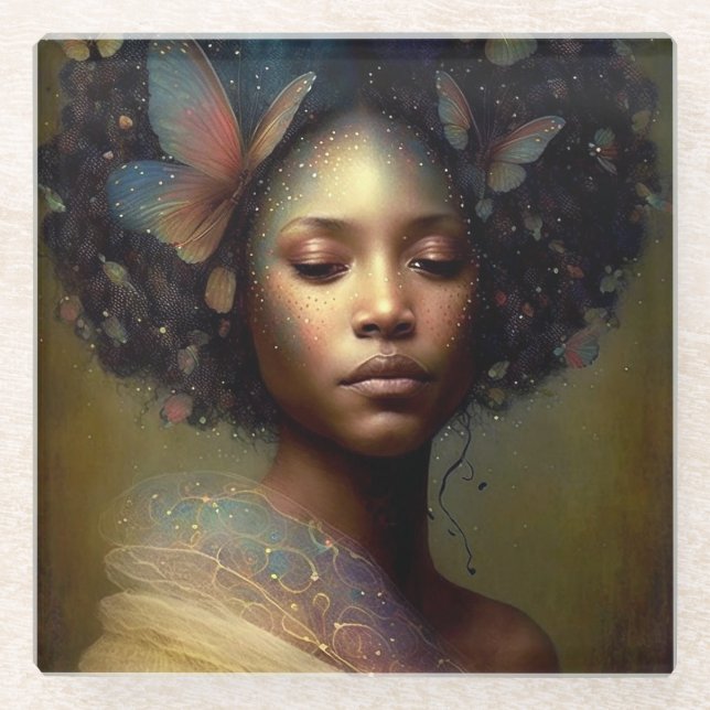 Dessous-de-verre En Verre Art de la déesse noire (Devant)