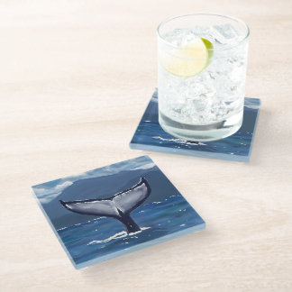 Dessous-de-verre En Verre Art de la queue de baleine à bosse d'Hawaï