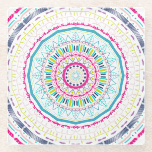 Dessous-de-verre En Verre Art de mandala coloré vibrant