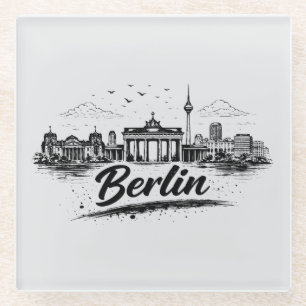 Dessous-de-verre En Verre Art de paysage urbain minimaliste de Berlin Allema