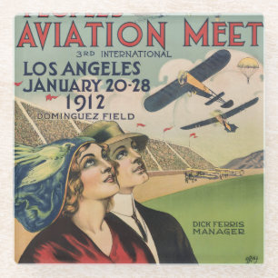 Dessous-de-verre En Verre Art de voyage Rétro 1912 Los Angeles Air Show