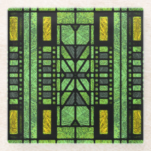 Dessous-de-verre En Verre Art Déco de verre coloré en bleu et vert