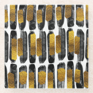 Dessous-de-verre En Verre Art doré : Abstrait noir et or