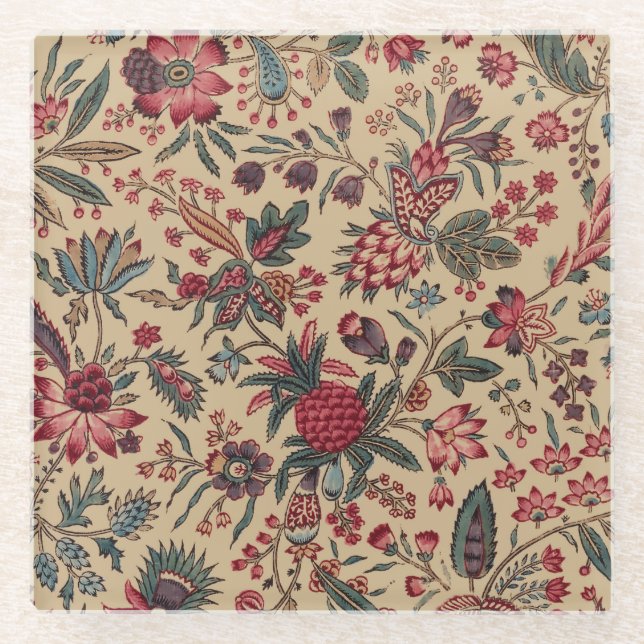 Dessous-de-verre En Verre Art floral de la tapisserie (Devant)