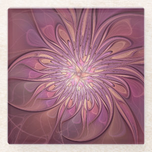 Dessous-de-verre En Verre Art floral fractal moderne abstrait couleurs de ba