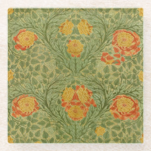 Dessous-de-verre En Verre Art floral Rose et Feuille vintage Mackmurdo
