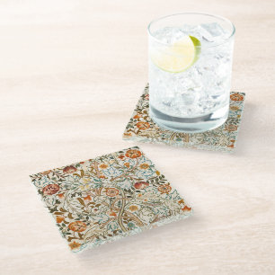 Dessous-de-verre En Verre Art floral vintage de l'acanthe de William Morris