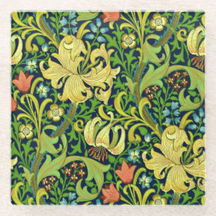 Dessous-de-verre En Verre Art floral vintage de restauration William Morris