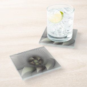 Dessous-de-verre En Verre Art fractal de forme 3D abstraite moderne