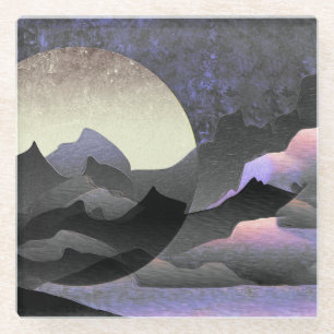 Dessous-de-verre En Verre Art lunaire et montagnard fantaisiste