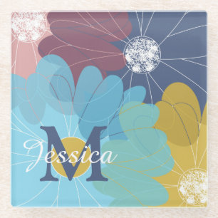 Dessous-de-verre En Verre Art moderne Abstrait Fleur Personnalisé