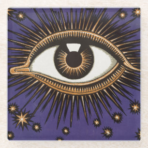 Dessous-de-verre En Verre Art Mystique Céleste de l'Œil qui voit tout de sty