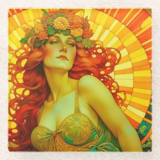 Dessous-de-verre En Verre Art Nouveau Litha (Devant)