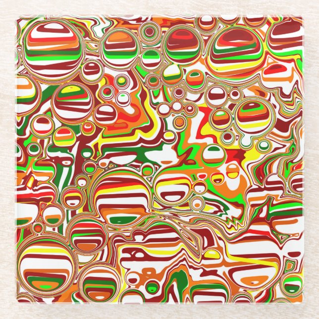 Dessous-de-verre En Verre Art numérique des bulles rétro (Devant)