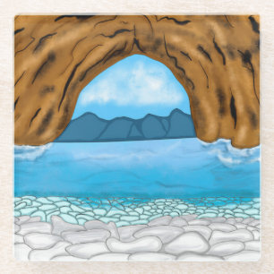 Dessous-de-verre En Verre Art numérique Océan, Canyon et Montagne