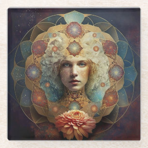 Dessous-de-verre En Verre Art Visionnaire Mandala Vivant