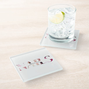 Dessous-de-verre En Verre Artiste de ongles Élégant Manicuriste moderne rose