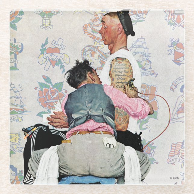 Dessous-de-verre En Verre Artiste du tatouage (Devant)