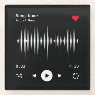 Dessous-de-verre En Verre Artiste et chanteur de musique Noir personnalisé