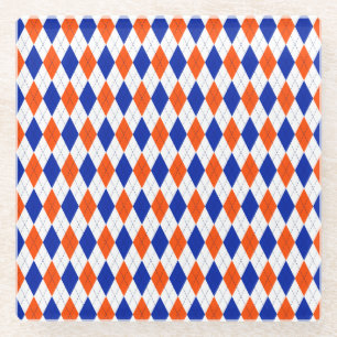 Dessous-de-verre En Verre Arylge orange et diamant bleu