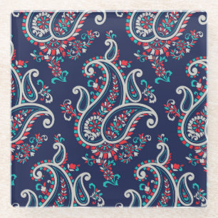 Dessous-de-verre En Verre Asian Paisley : Conception Traditionnelle Sans Cou