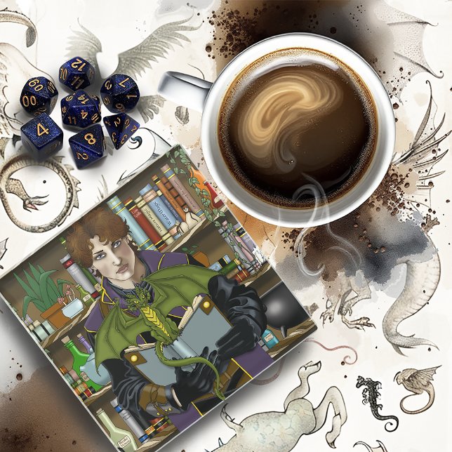 Dessous-de-verre En Verre Assistant Imaginaire Livres Potions Dragon (Créateur téléchargé)