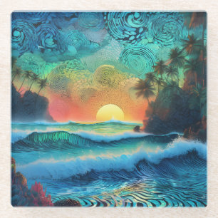 Dessous-de-verre En Verre Au-delà de Blues Seascape