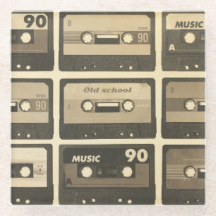 Dessous-de-verre En Verre Audio Cassette, Retro Poster Hip-Hop.