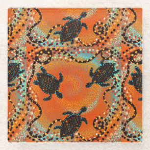 DESSOUS-DE-VERRE EN VERRE AUSTRALIE ART    