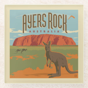 Dessous-de-verre En Verre Australie   Ayers Rock Kangaroos