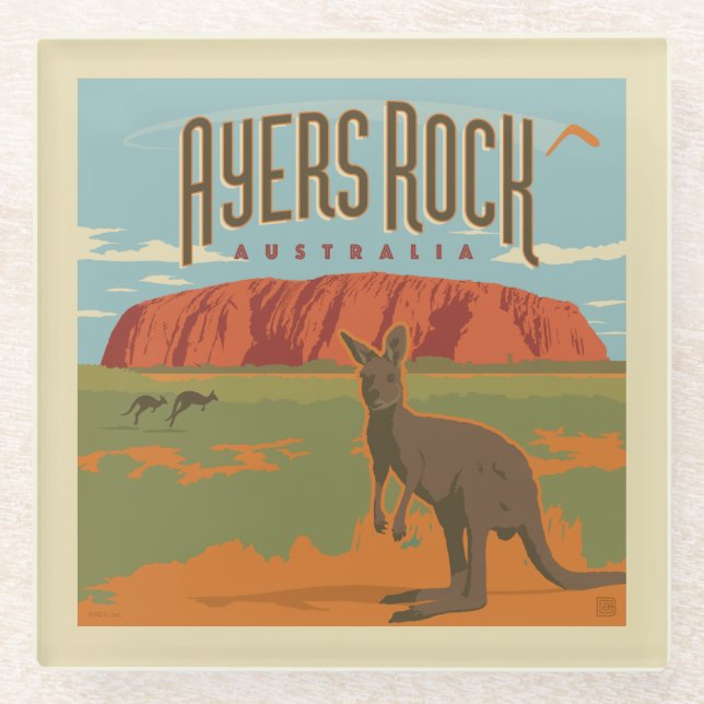 Dessous-de-verre En Verre Australie | Ayers Rock Kangaroos (Devant)