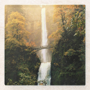 Dessous-de-verre En Verre Automne à Multnomah Falls, Oregon