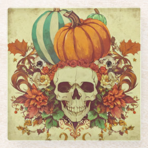 Dessous-de-verre En Verre Automne/Automne/Halloween/citrouille/squelette
