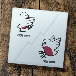 Dessous-de-verre En Verre Avant & Après Café Zombie à Frénésie Drôle Robin