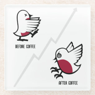 Dessous-de-verre En Verre Avant et après café Zombie à Frenzy Funny Robin