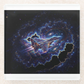 Dessous-de-verre En Verre Avion de combat Mandelbrot de fantaisie dans un po