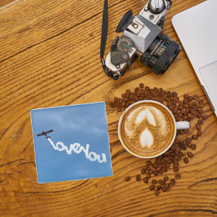 Dessous-de-verre En Verre Avion & Photo "LOVE YOU", Cool Fun Aviation